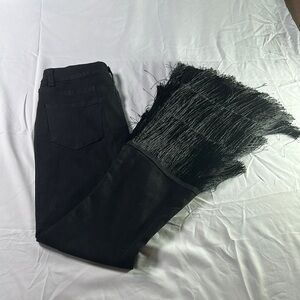 Black Flare Jeans with Dramatic Fringe